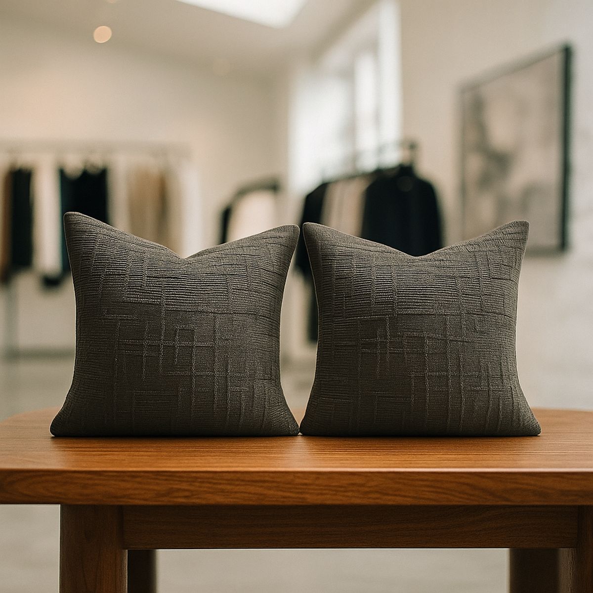 ARMONIA - Pack 2 cubre cojín gris chenille 45x45 diseño elegante sala CL 744