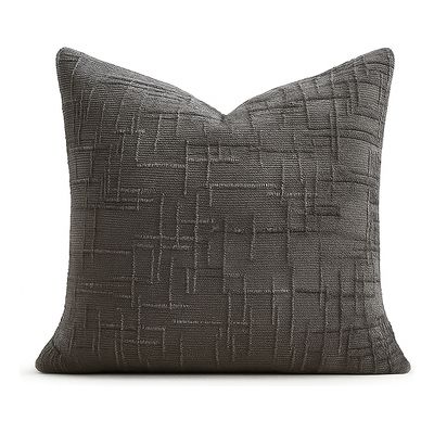 Imagen 2 del producto Funda de cojín chenille gris decorativa 45x45 suave 744