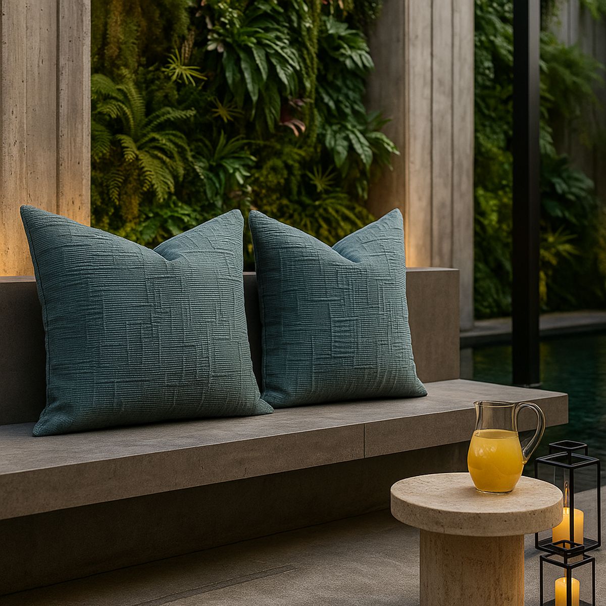 ARMONIA - Pack 2 fundas de almohadón chenille verde 45x45 living dormitorio 744