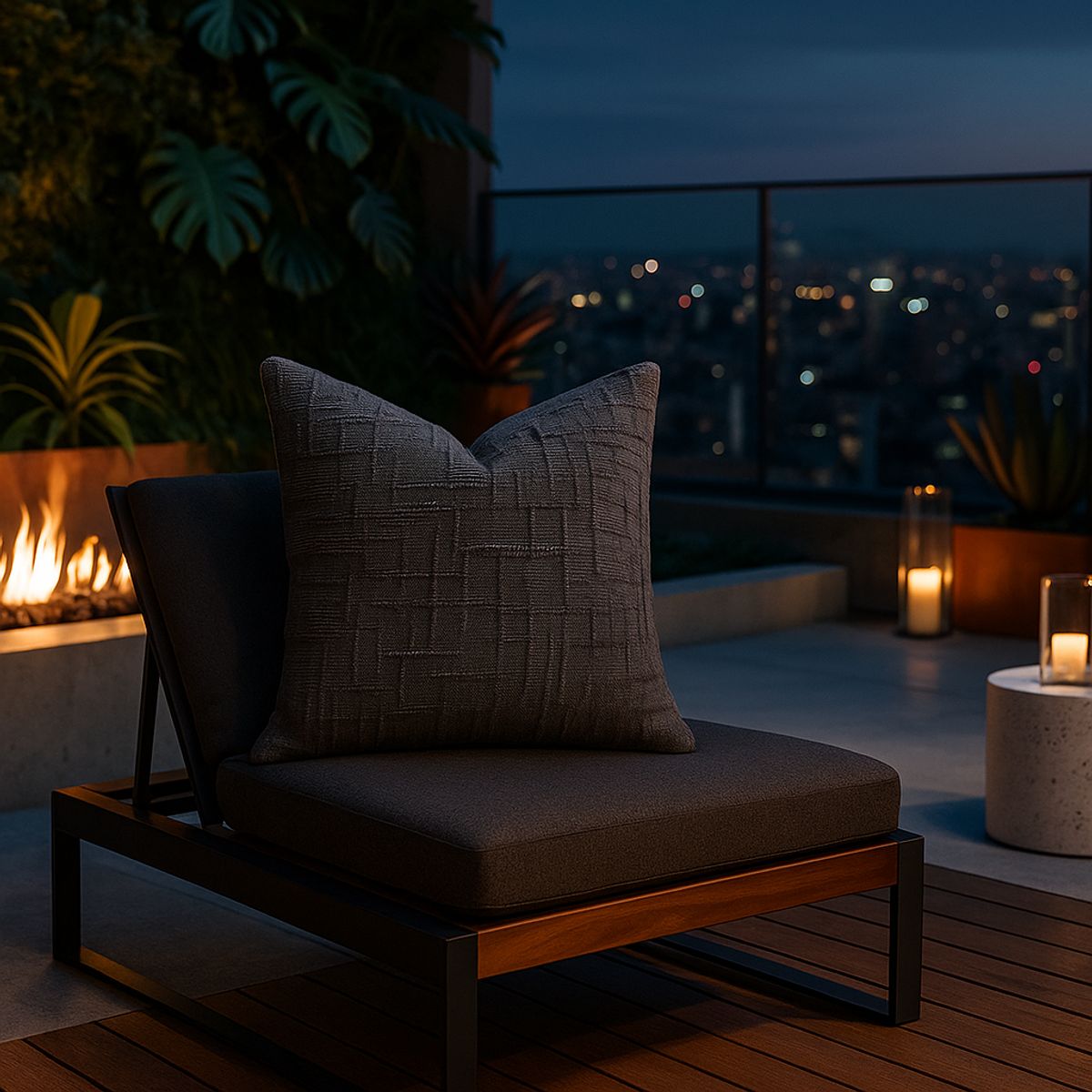 ARMONIA - Funda de almohadón chenille gris 45x45 living dormitorio 744