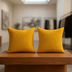 ARMONIA - Pack 2 cubre cojín amarillo chenille 45x45 diseño elegante sala CL 744