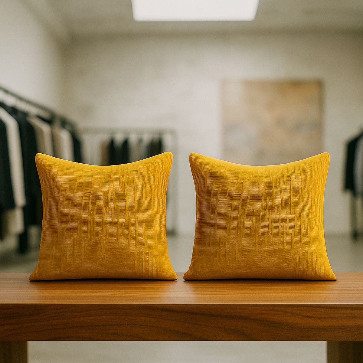 ARMONIA - Pack 2 cubre cojín amarillo chenille 45x45 diseño elegante sala CL 744