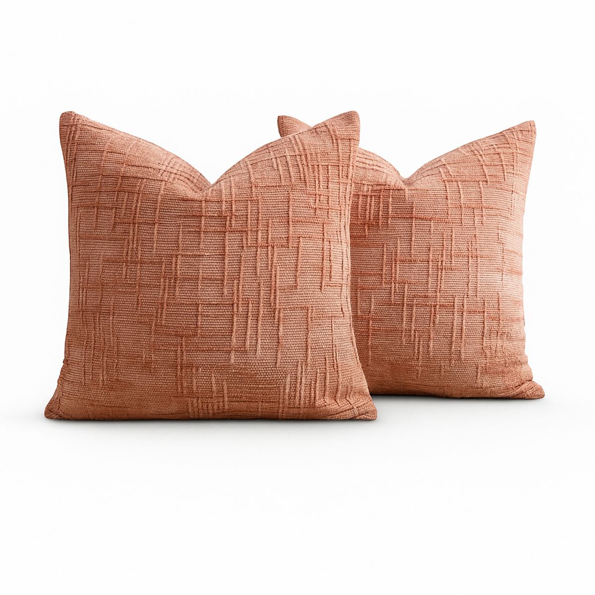 ARMONIA - Pack 2 fundas de almohadón chenille coral 45x45 living dormitorio 744