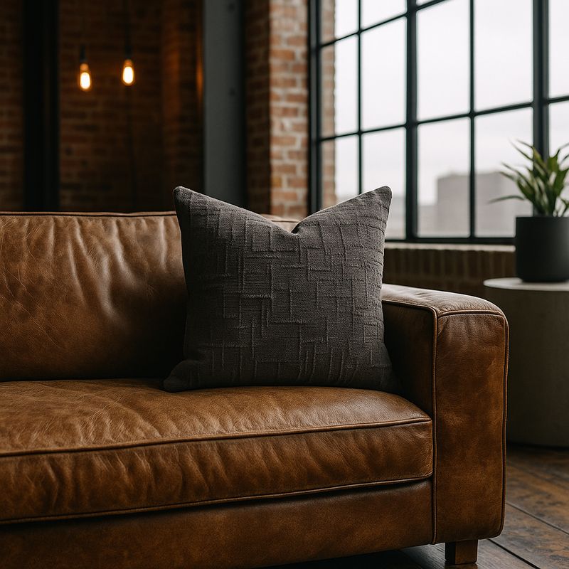 ARMONIA - Cubre cojín gris chenille 45x45 diseño elegante sala CL 744