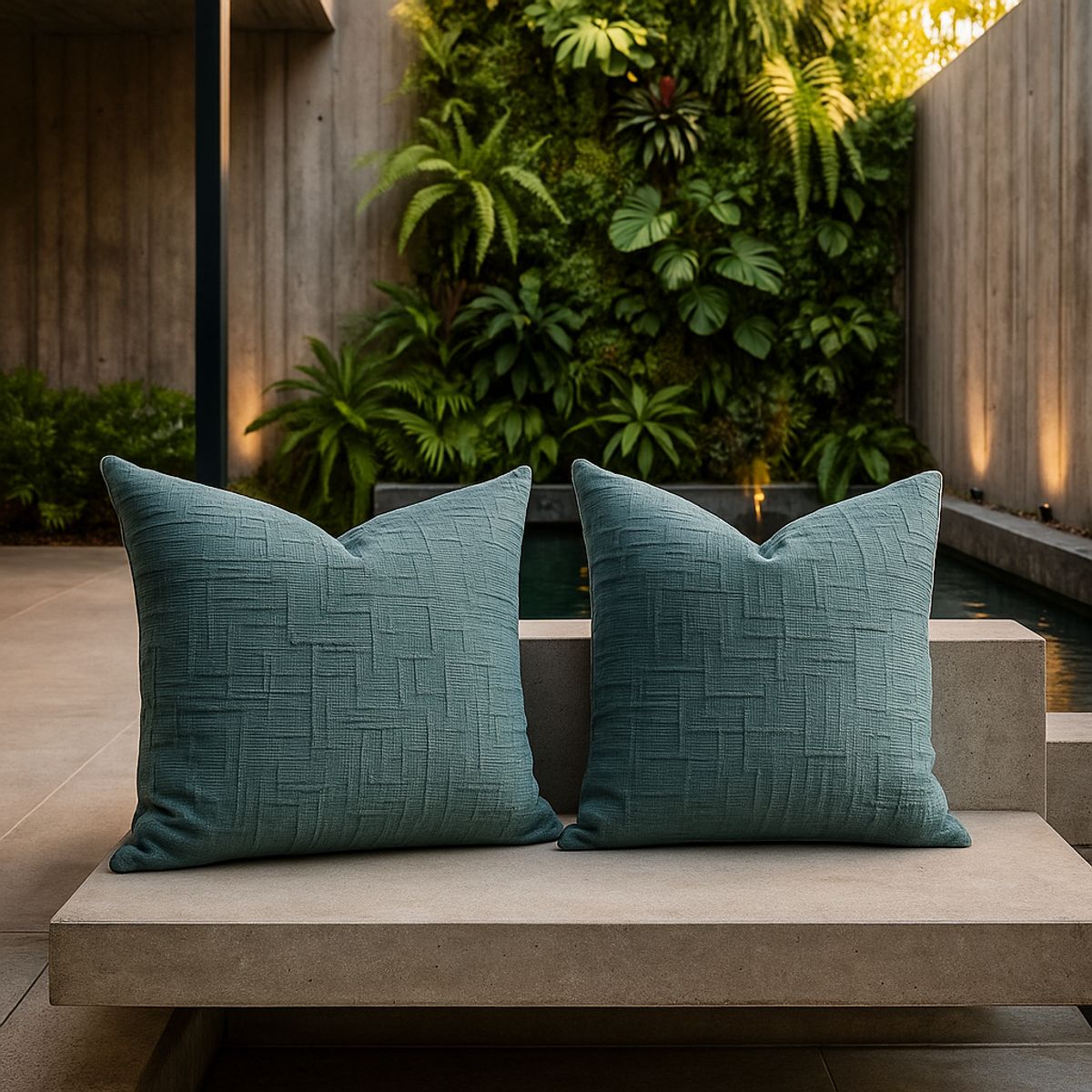 ARMONIA - Pack 2 fundas cojín 45x45 color verde textura chenille sofá cama 744