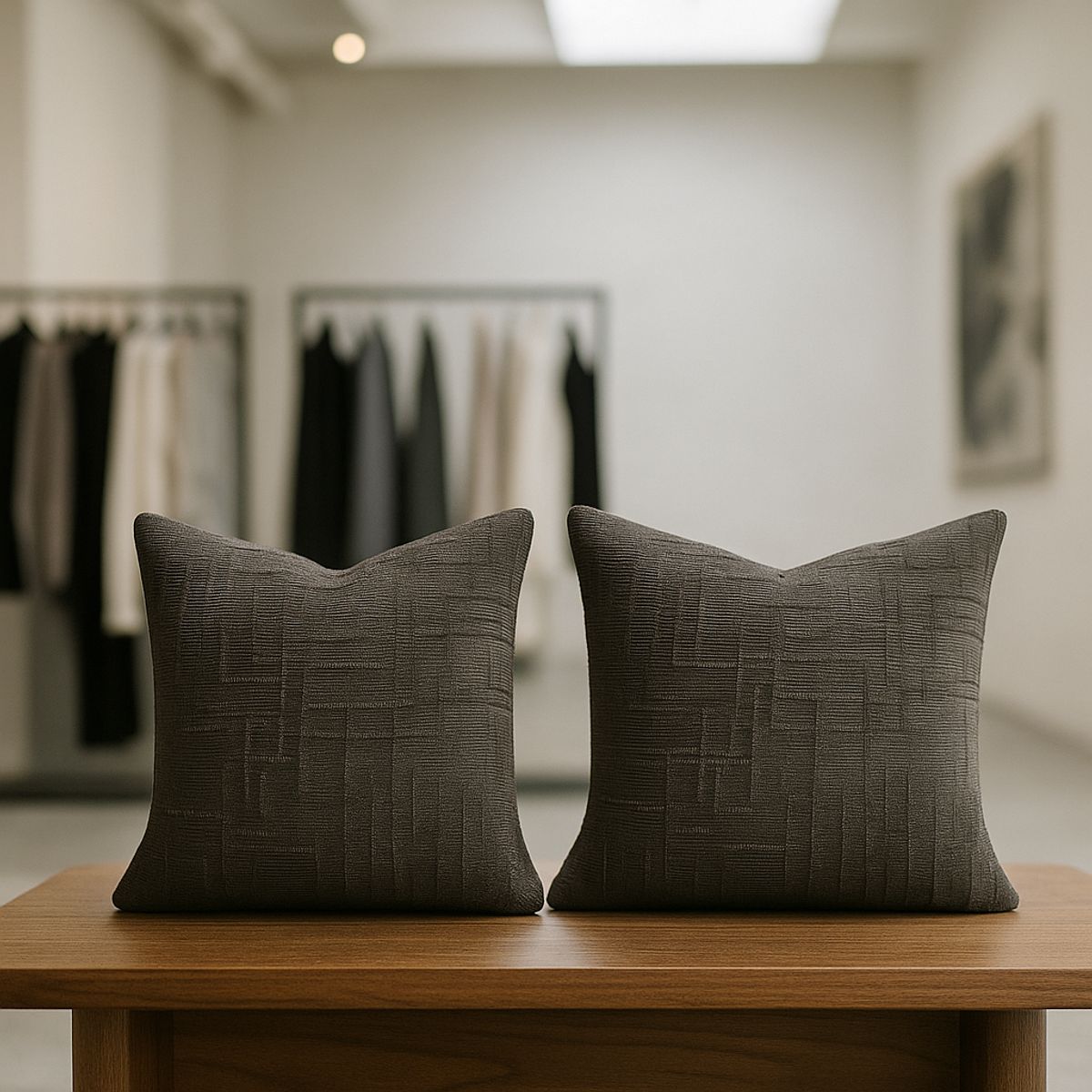 ARMONIA - Pack 2 fundas de almohadón chenille gris 45x45 living dormitorio 744