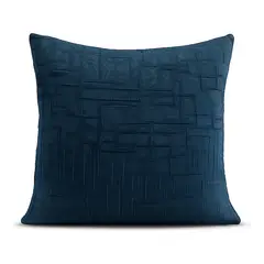 ARMONIA - Funda de cojín chenille azul decorativa 45x45 suave 744