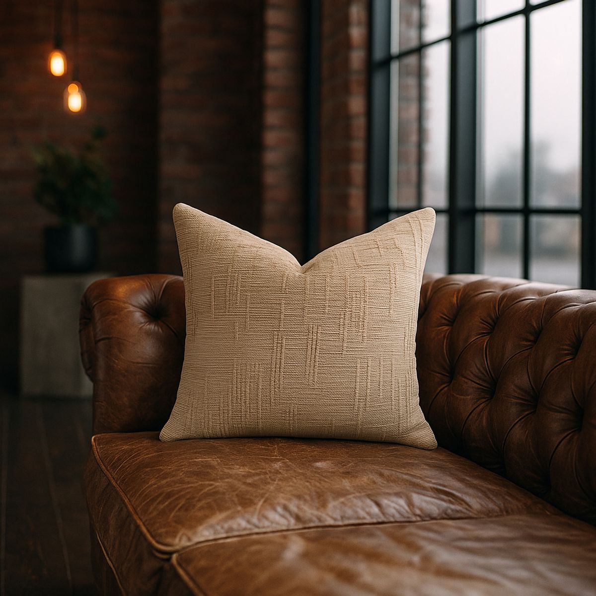 ARMONIA - Funda cojín 45x45 color crema textura chenille sofá cama 744