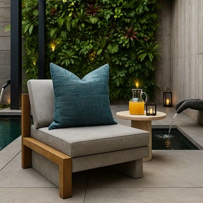 Imagen 2 del producto Funda cojín 45x45 color verde textura chenille sofá cama 744