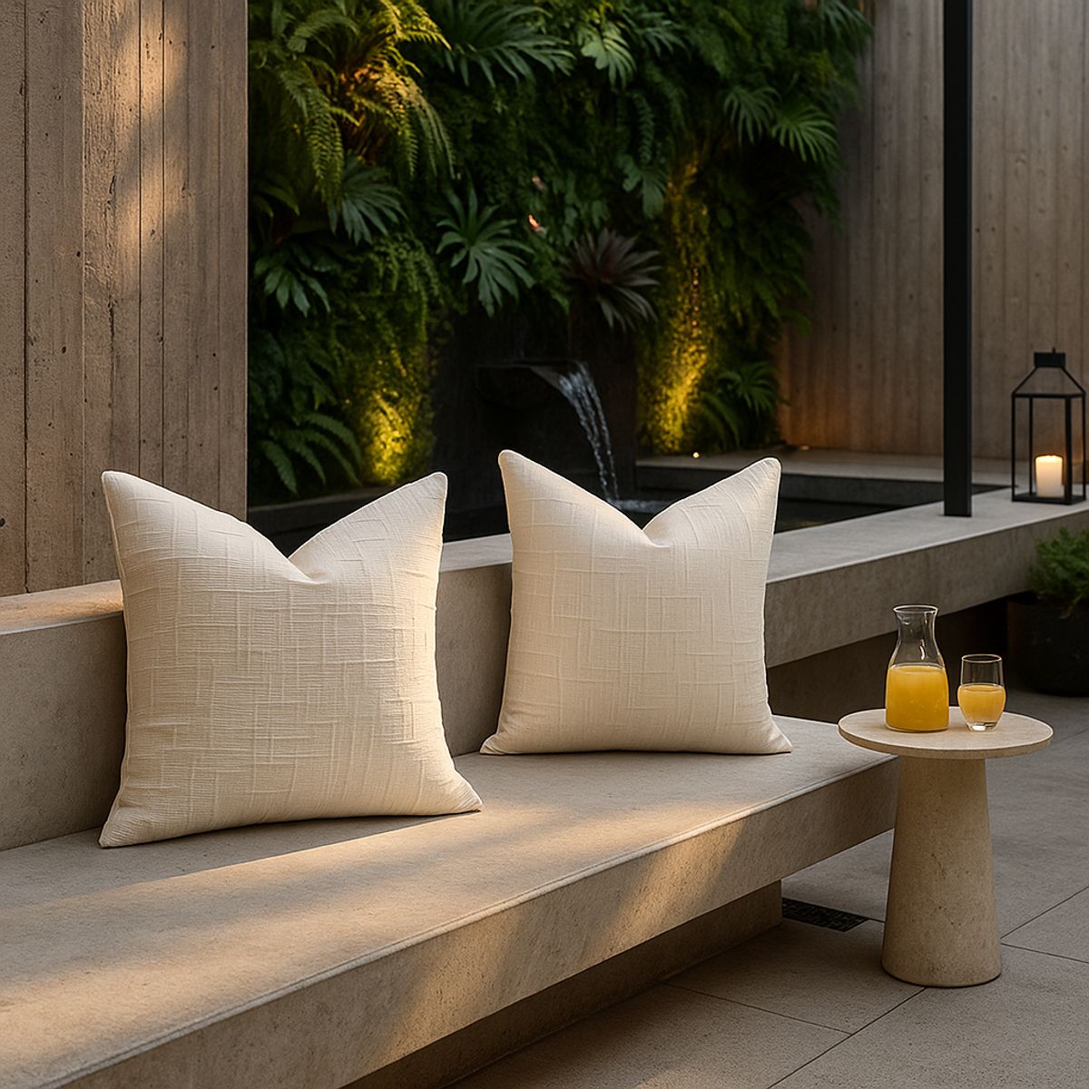 ARMONIA - Pack 2 fundas cojín 45x45 color beige textura chenille sofá cama 744