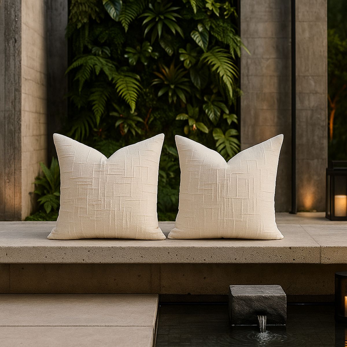 ARMONIA - Pack 2 cubre cojín beige chenille 45x45 diseño elegante sala CL 744