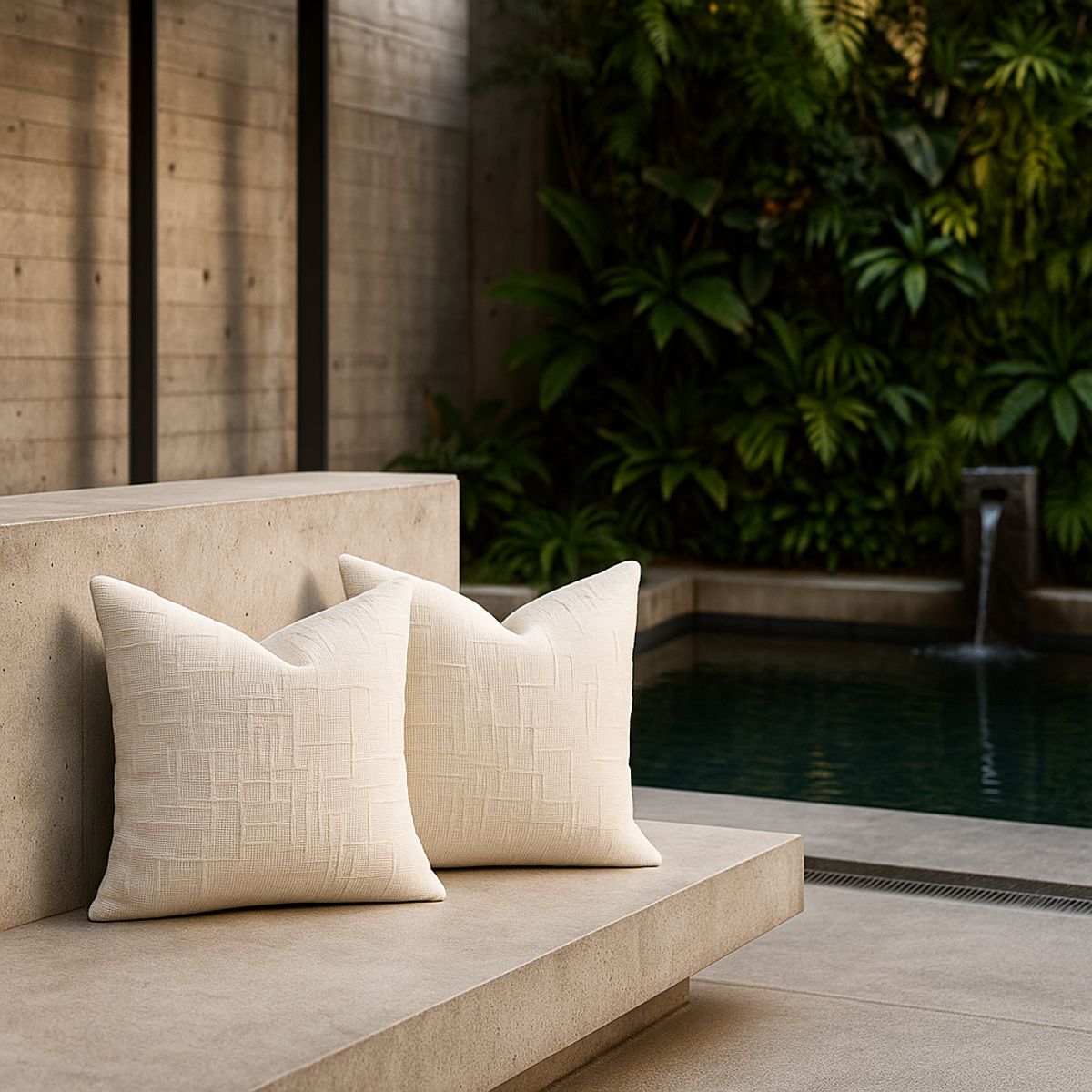 ARMONIA - Pack 2 cubre cojín beige chenille 45x45 diseño elegante sala CL 744