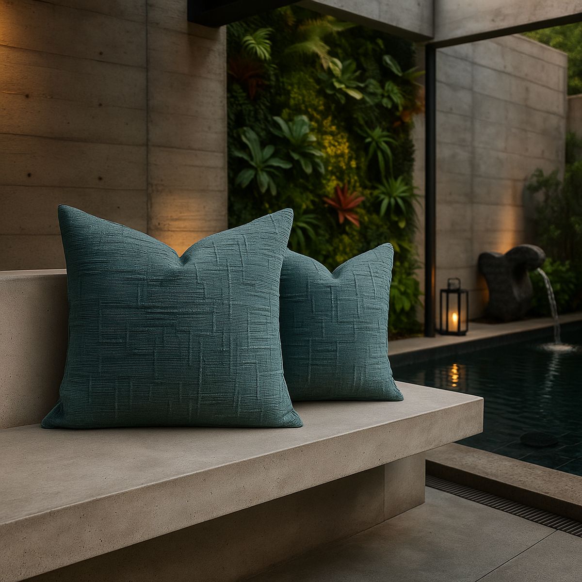 ARMONIA - Pack 2 fundas de almohadón chenille verde 45x45 living dormitorio 744