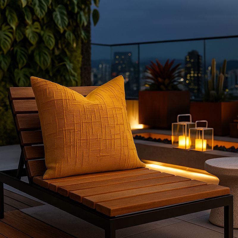 ARMONIA - Cubre cojín amarillo chenille 45x45 diseño elegante sala CL 744