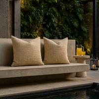 Pack 2 fundas de cojín chenille crema decorativas 45x45 suaves 744