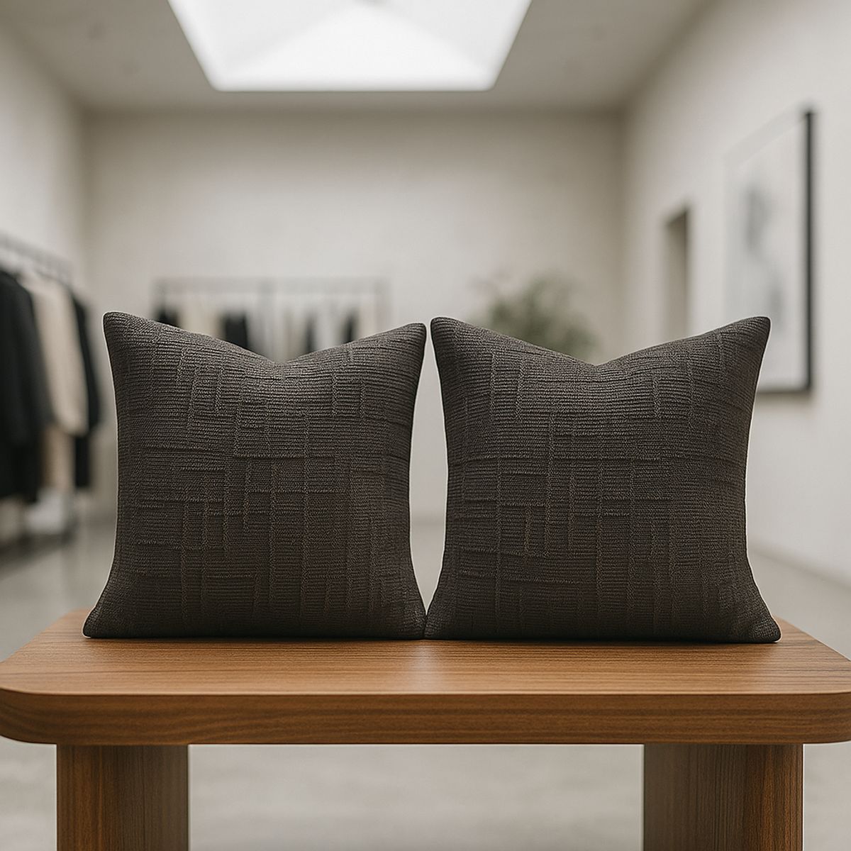 ARMONIA - Pack 2 fundas de cojín chenille gris decorativas 45x45 suaves 744