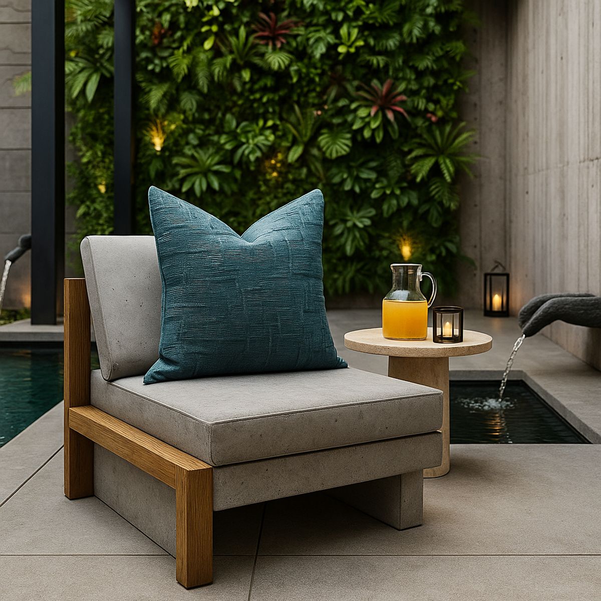 ARMONIA - Funda cojín 45x45 color verde textura chenille sofá cama 744