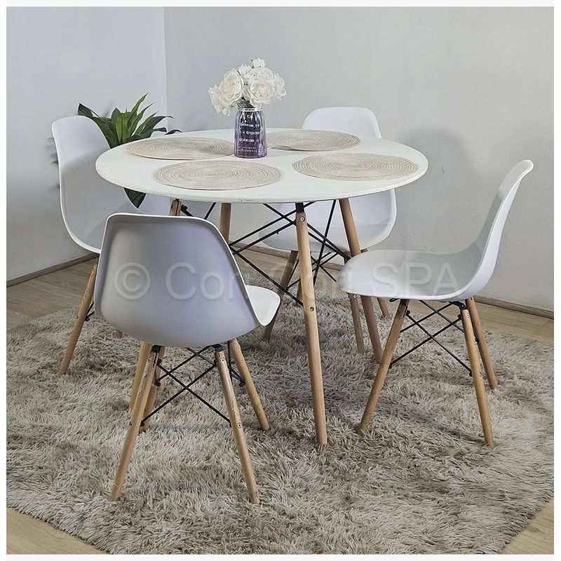 CORI CORI - Comedor Mesa Eames Blanca 120cms + 4 Sillas Eames Blanco