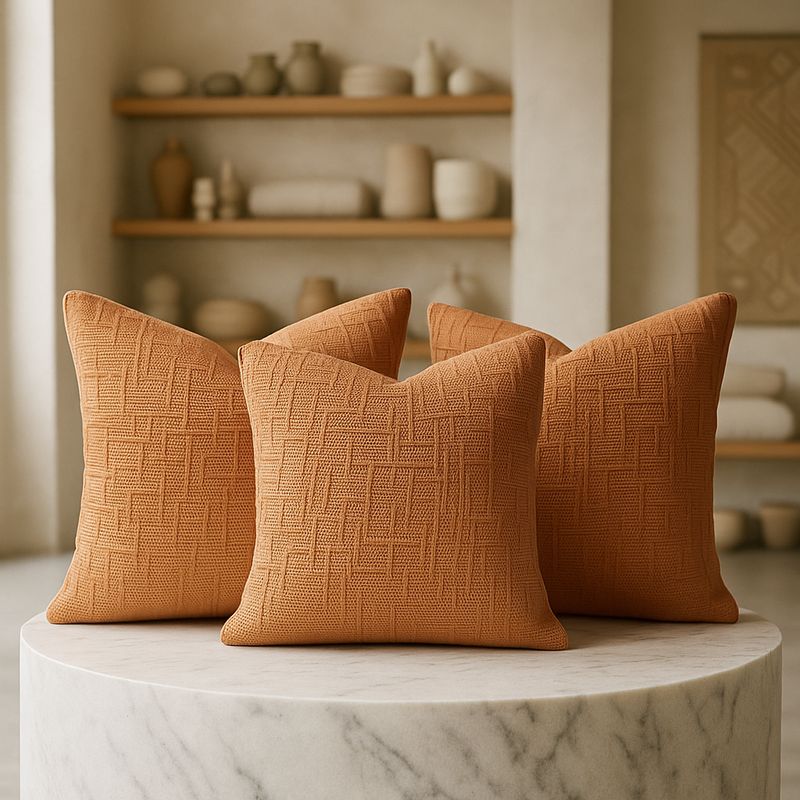 ARMONIA - Pack 3 fundas de almohadón chenille coral 45x45 living dormitorio 744