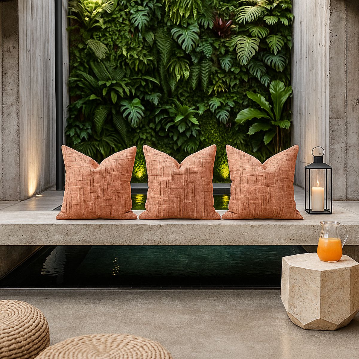 ARMONIA - Pack 3 fundas de cojín chenille coral decorativas 45x45 suaves 744