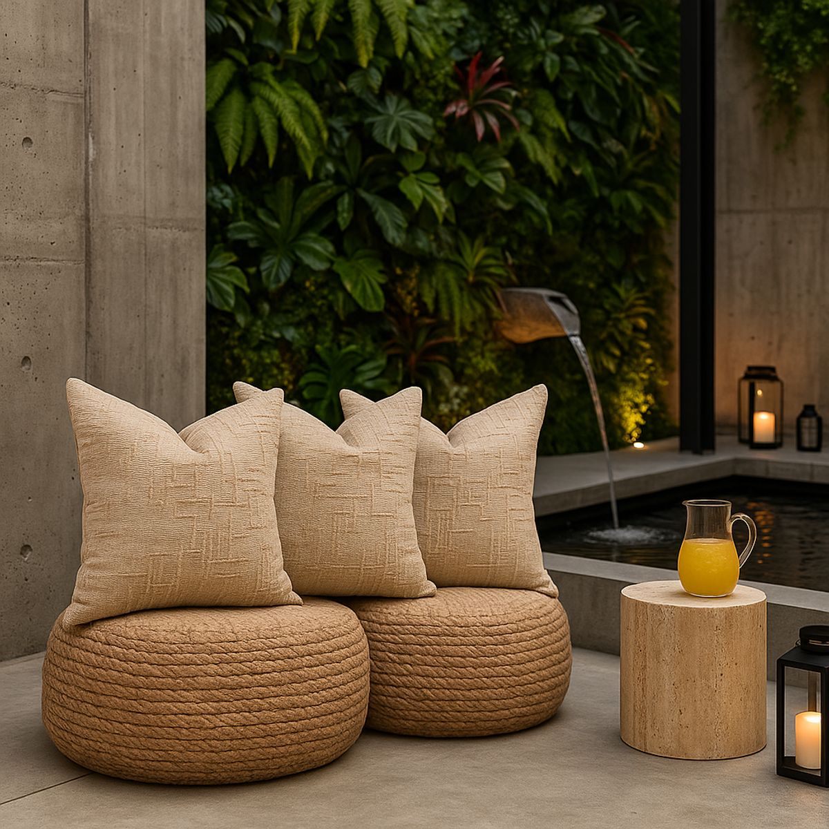 ARMONIA - Pack 3 fundas cojín 45x45 color crema textura chenille sofá cama 744