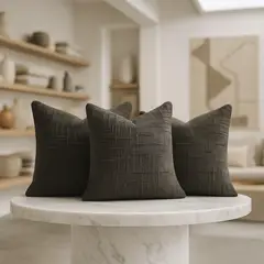 ARMONIA - Pack 3 fundas cojín 45x45 color gris textura chenille sofá cama 744