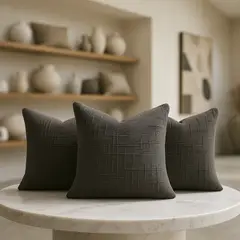 ARMONIA - Pack 3 fundas de almohadón chenille gris 45x45 living dormitorio 744