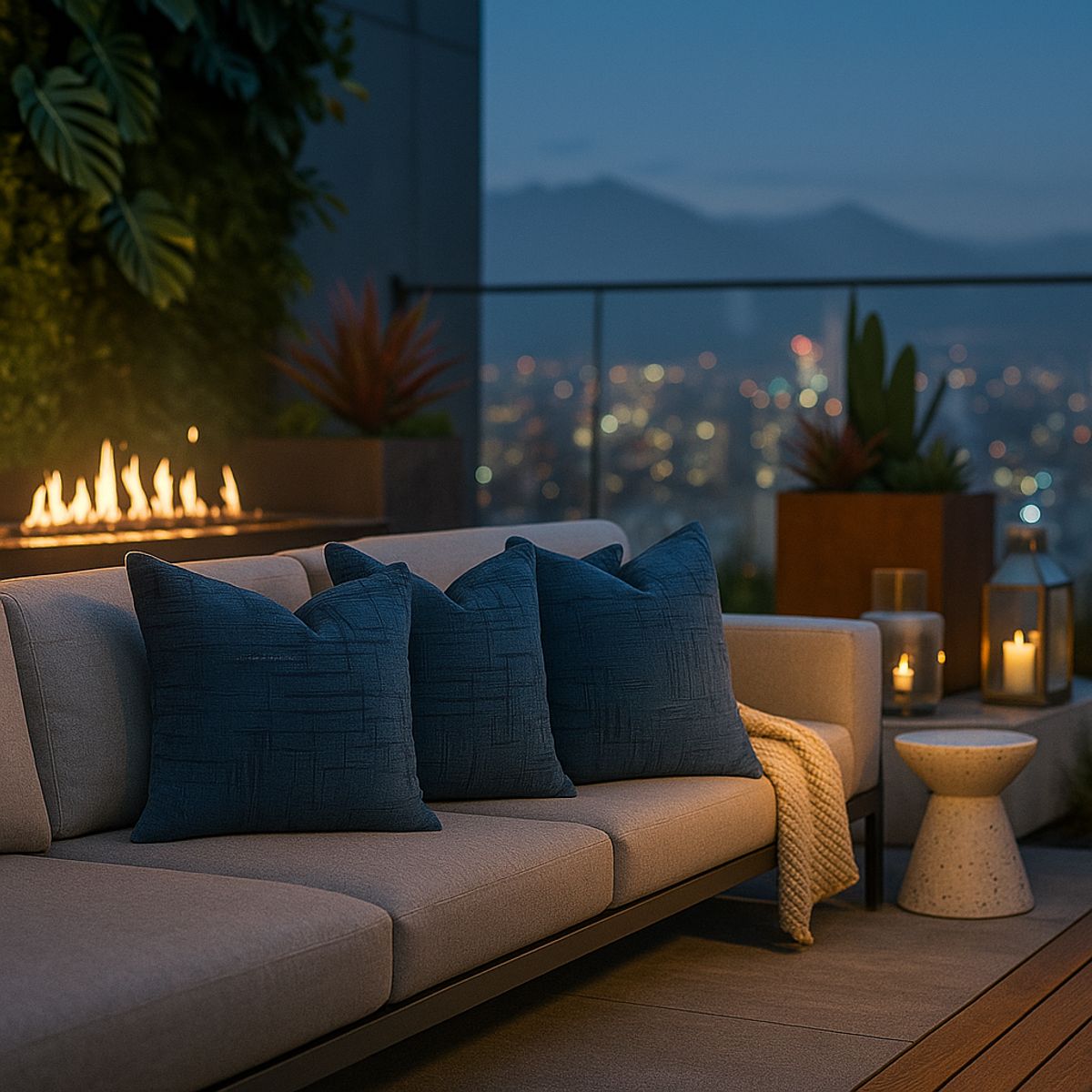 ARMONIA - Pack 3 cubre cojín azul chenille 45x45 diseño elegante sala CL 744