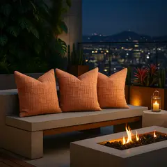 ARMONIA - Pack 3 fundas cojín 45x45 color coral textura chenille sofá cama 744