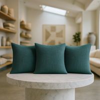 Pack 3 fundas cojín 45x45 color verde textura chenille sofá cama 744