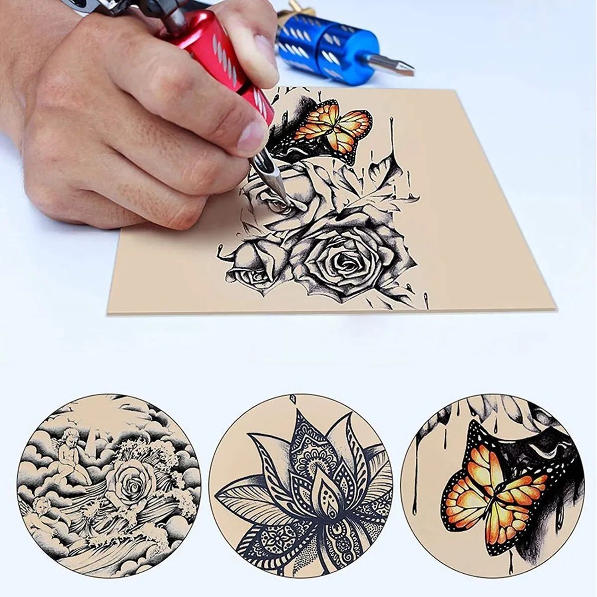 KUANGYE - Pack 10 Piel Sintetica Tattoo Piel De Practica Tatuaje 1mm