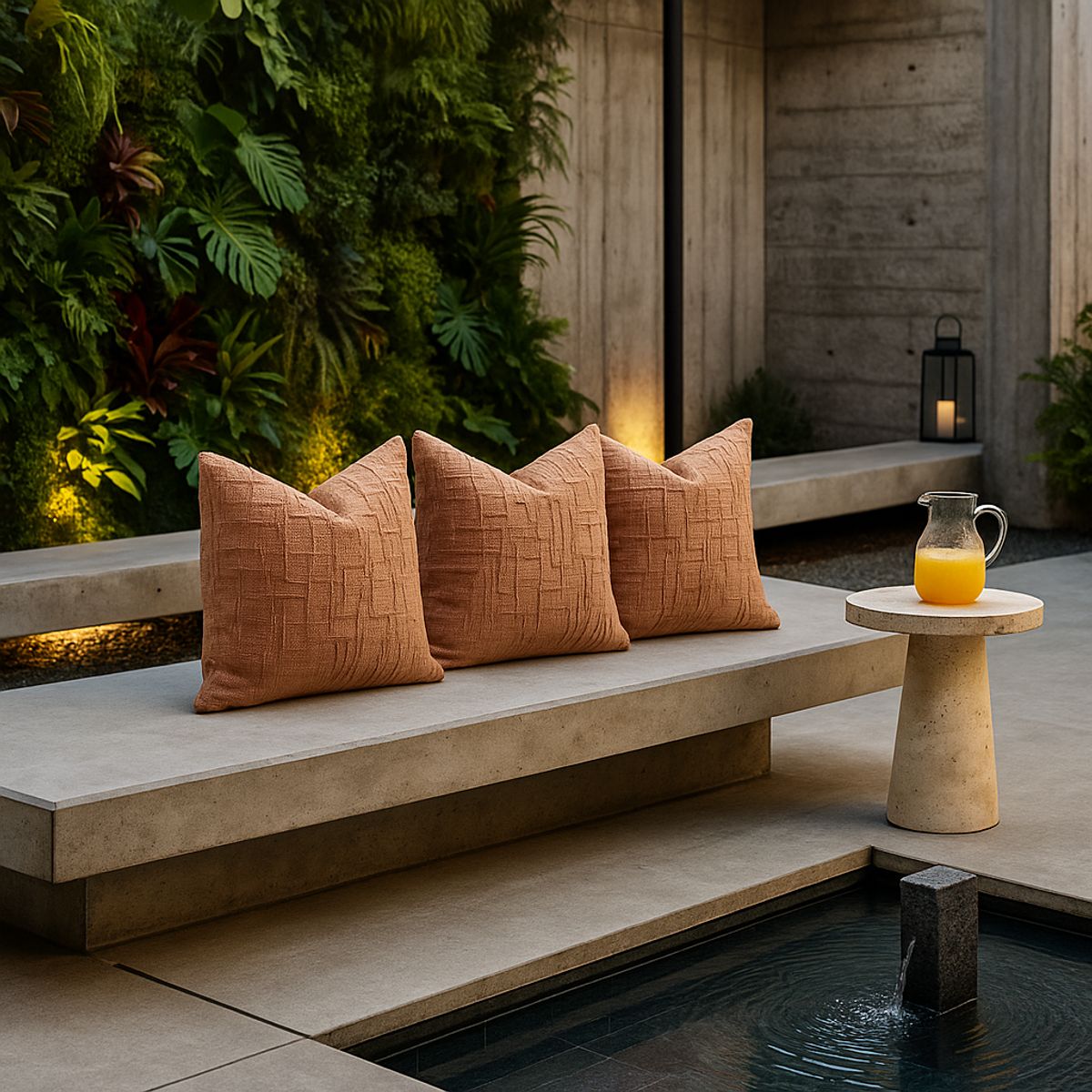 ARMONIA - Pack 3 fundas cojín 45x45 color coral textura chenille sofá cama 744