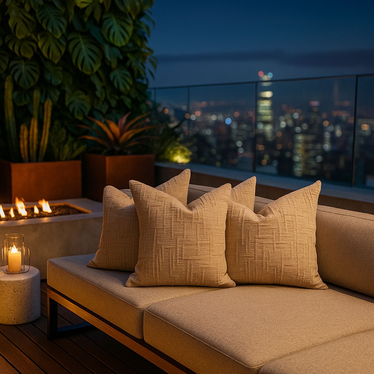 ARMONIA - Pack 3 fundas de cojín chenille crema decorativas 45x45 suaves 744