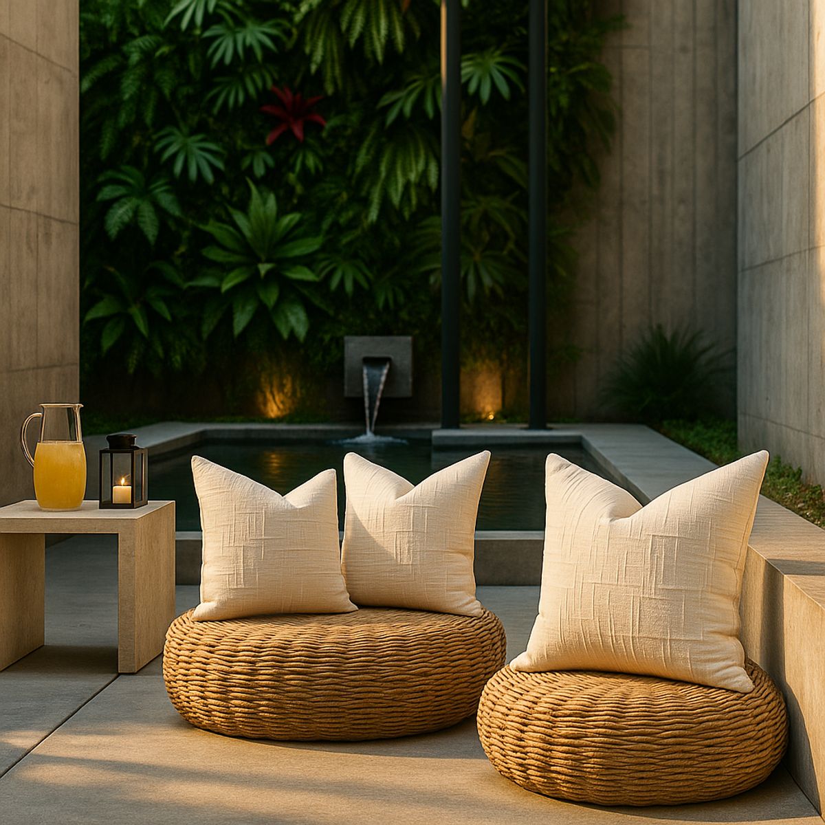 ARMONIA - Pack 3 fundas cojín 45x45 color beige textura chenille sofá cama 744