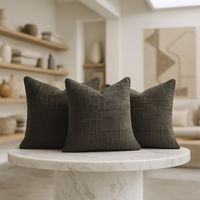 Pack 3 fundas cojín 45x45 color gris textura chenille sofá cama 744