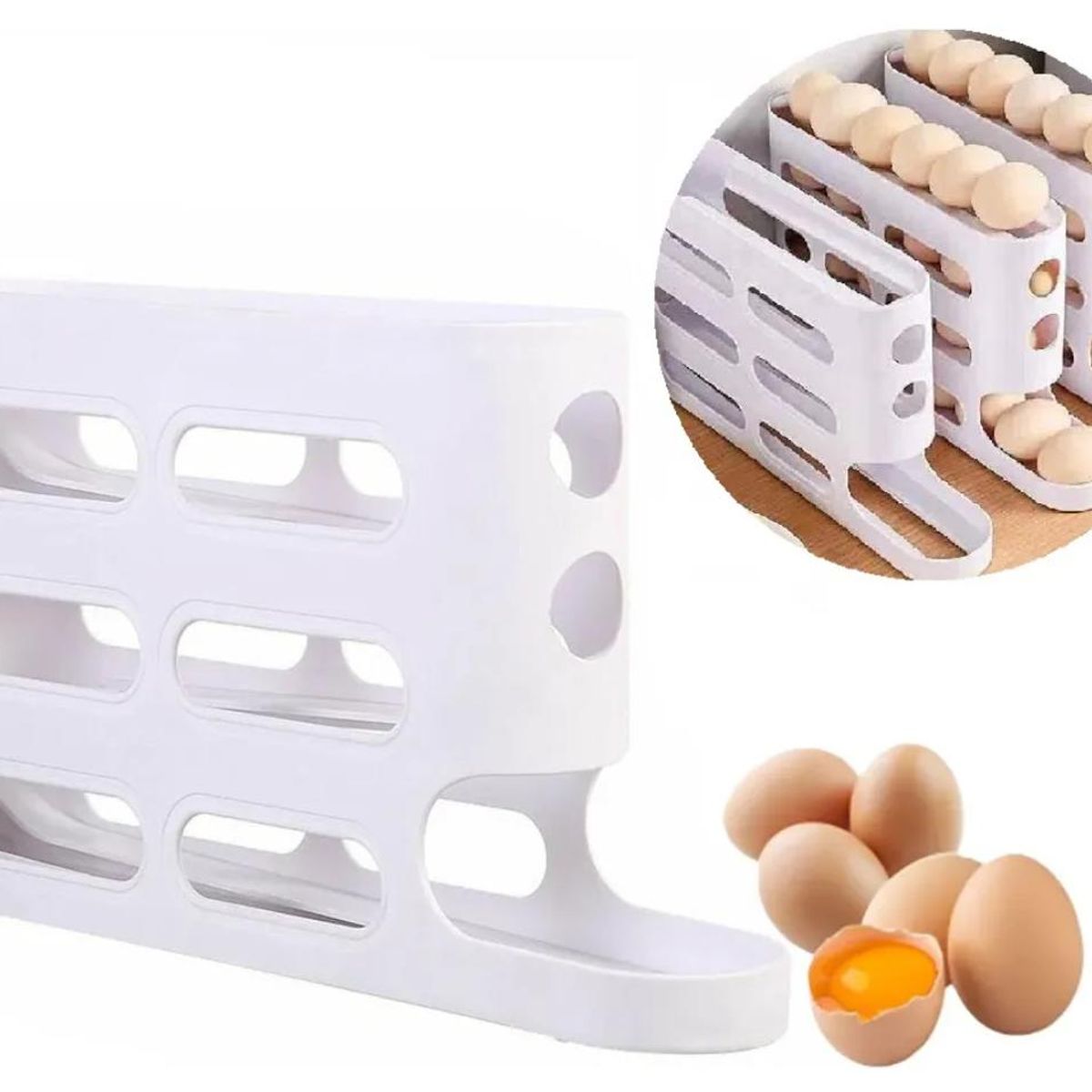 GENERICO - Organizador Y Dispensador De Huevos Porta Huevos 26pcs Blanco