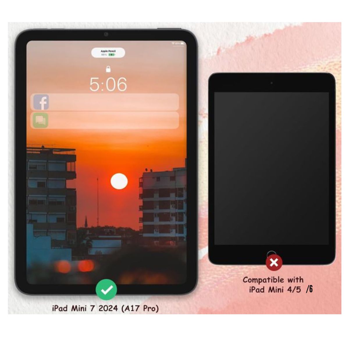 GENERICO - Funda Para iPad Mini 7 Espacio Ranura Para Lapiz - Negro