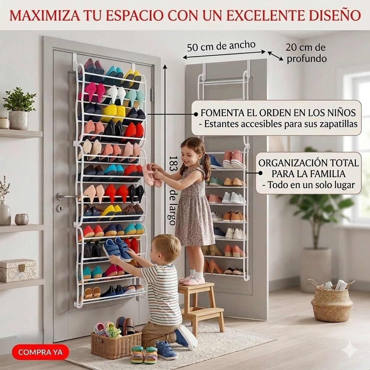 MOVI - Organizador de Zapatos colgante para Puertas  36 Pares