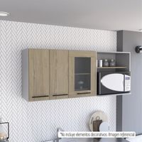 Mueble Mural Para Microondas 150 Cm Hasselt Gris Y Rovere