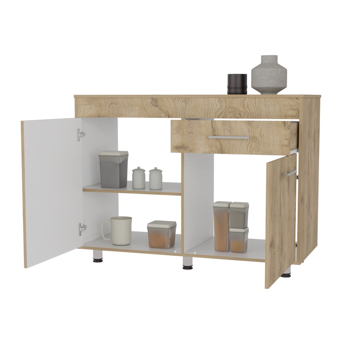 TUHOME - Mueble De Cocina Inferior 120 Cm Orion Con Top Melamina Duna Y Blanco