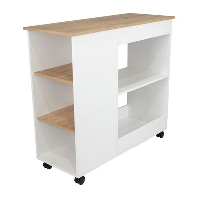 Imagen 2 del producto Isla De Cocina Bi-Color Con Ruedas 896x100x40 Cm Blanco Y Duna