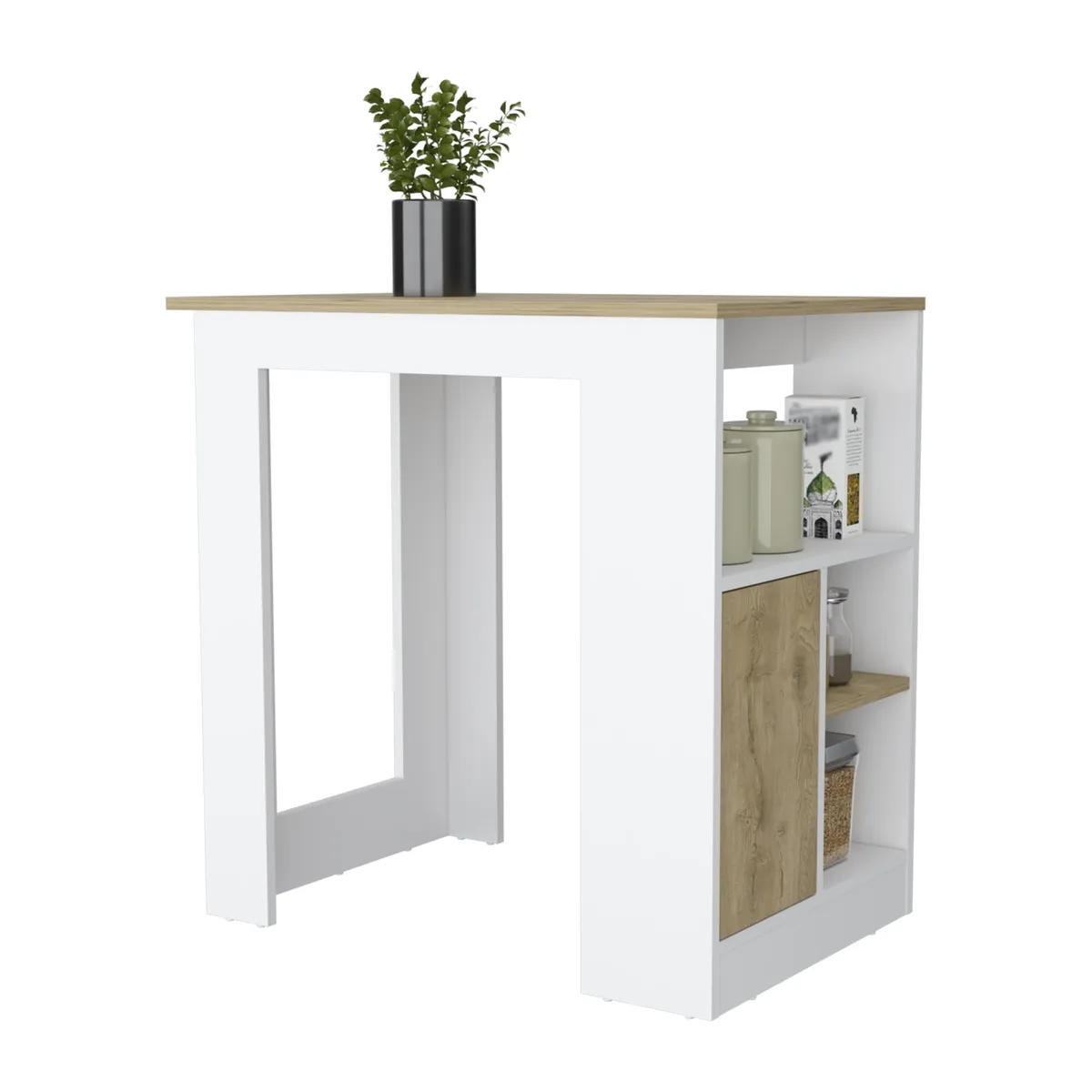 TUHOME - Isla De Cocina Stirling 1 Puerta Blanco Y Macadamia 913x92x59 Cm