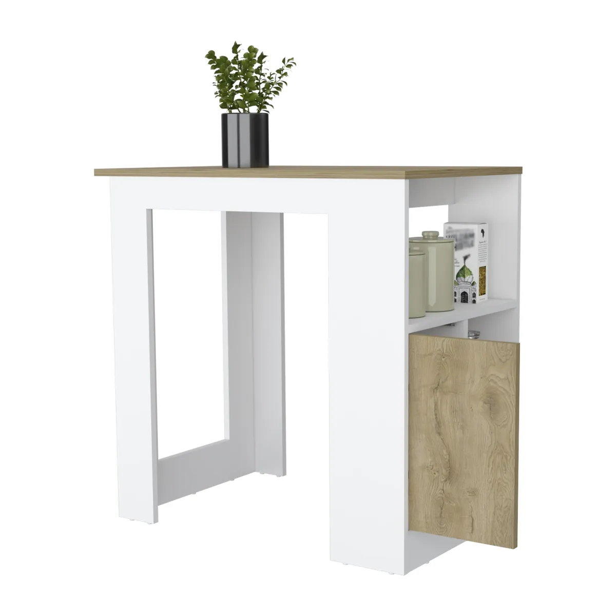 TUHOME - Isla De Cocina Stirling 1 Puerta Blanco Y Macadamia 913x92x59 Cm