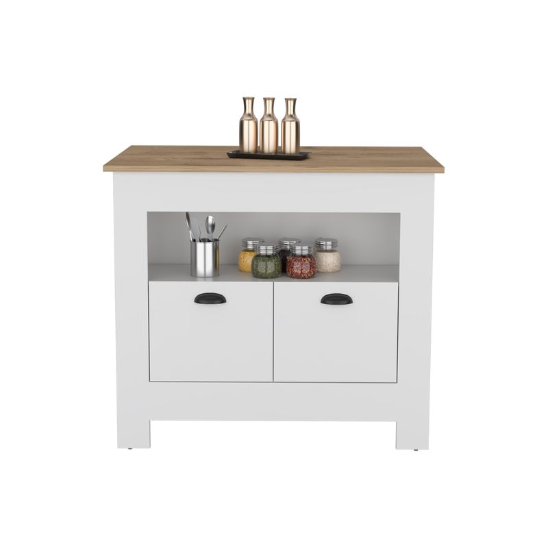 TUHOME - Isla De Cocina Arlet 2 Puertas Blanco Y Macadamia