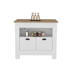 TUHOME - Isla De Cocina Arlet 2 Puertas Blanco Y Macadamia