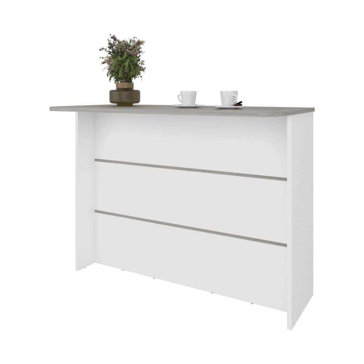 TUHOME - Isla Cocina con 2 Repisas Gris 89.5x120.3x51.6 cm