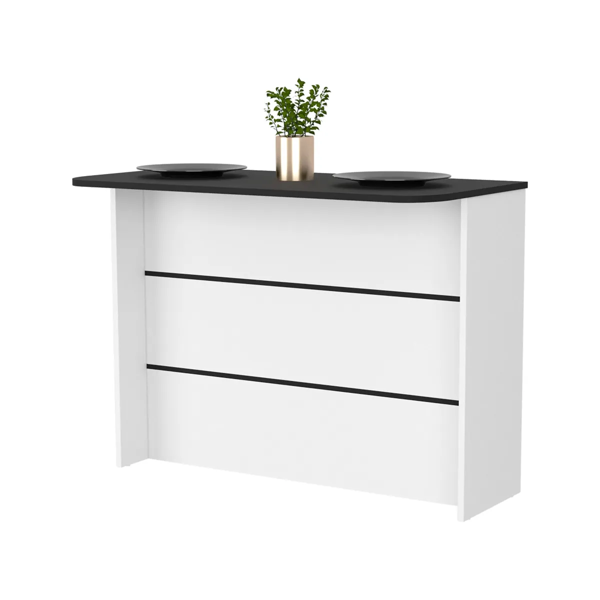 TUHOME - Isla De Cocina Fendi Wengue Y Blanco 90x120x60 Cm