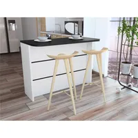 Isla De Cocina Fendi Wengue Y Blanco 90x120x60 Cm