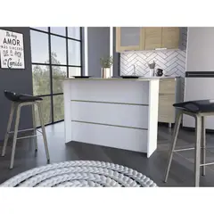 TUHOME - Isla De Cocina Fendi Rovere Y Blanco 90x120x60 Cm