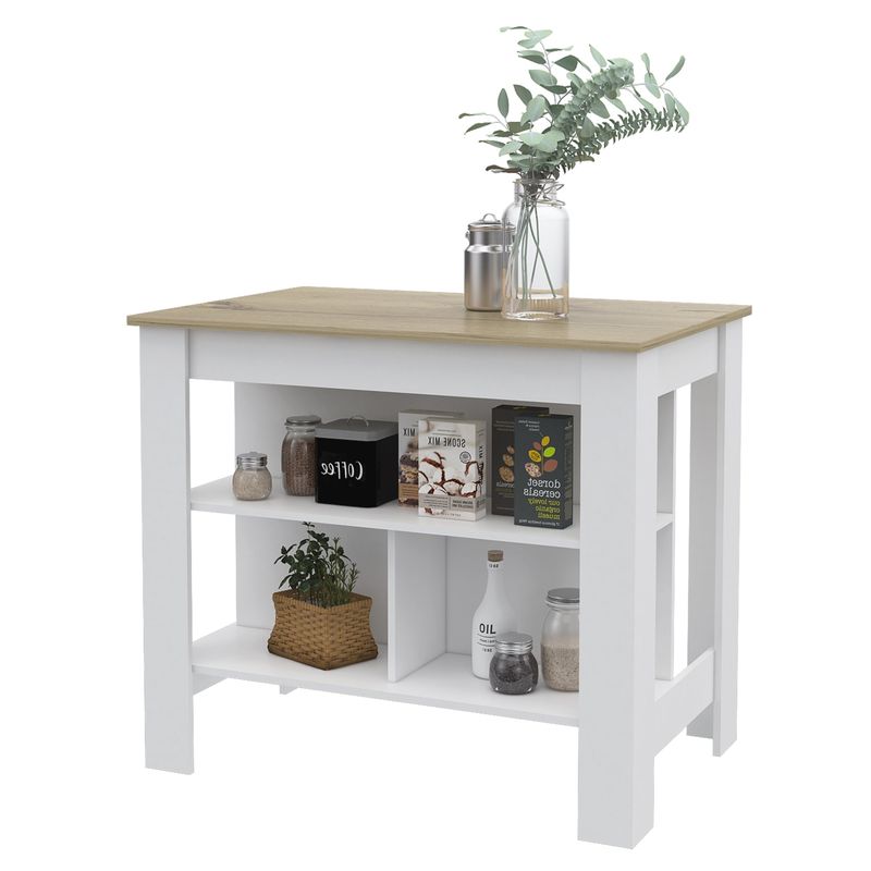 TUHOME - Isla De Cocina Cala 90x103x70 Cm Blanco Y Duna
